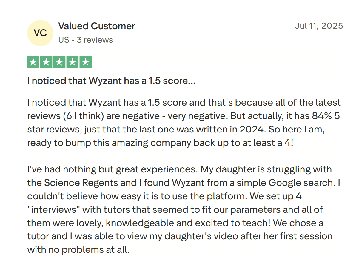 Wyzant reviews: User interface and experience