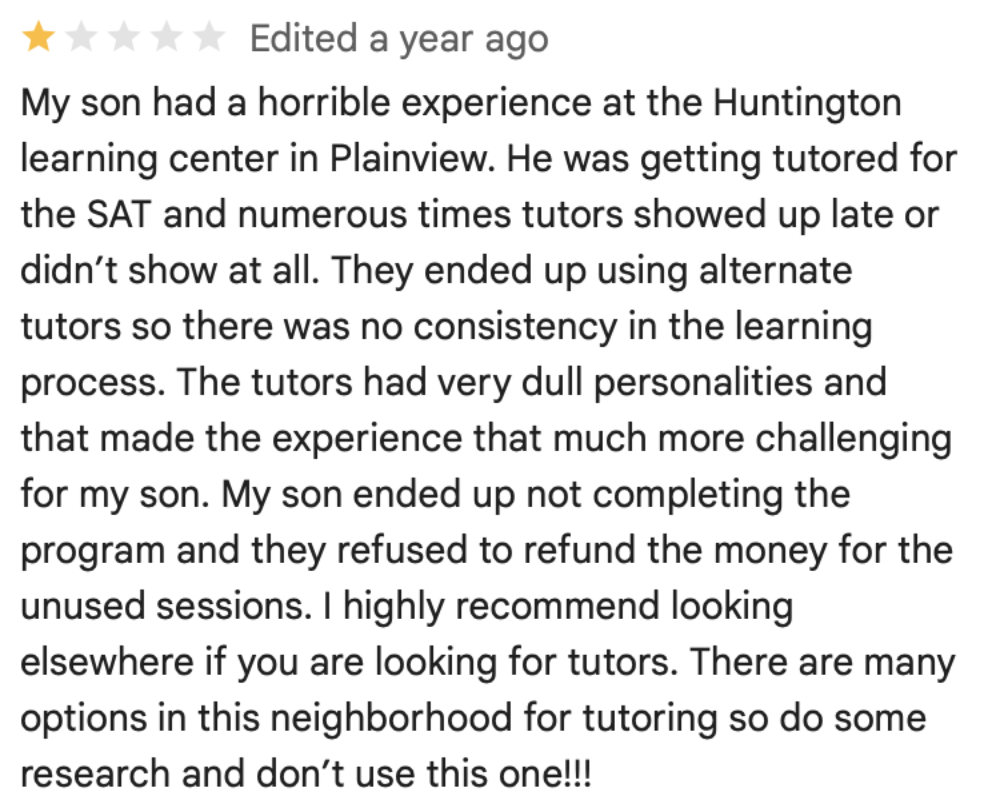 Common Complaints About Huntington Learning Center