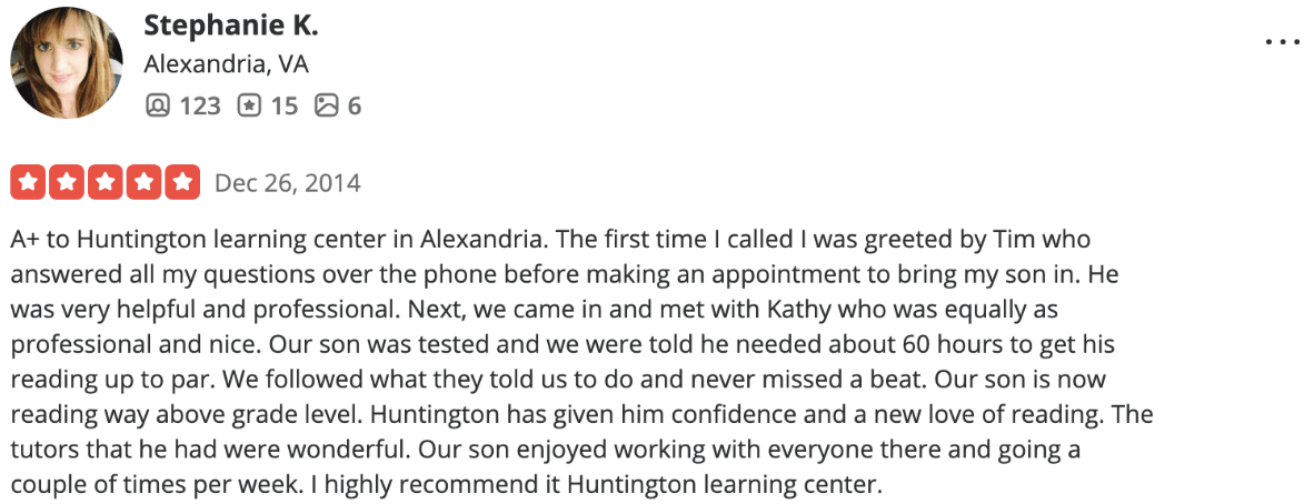 Huntington Learning Center reviews: Quality of customer support