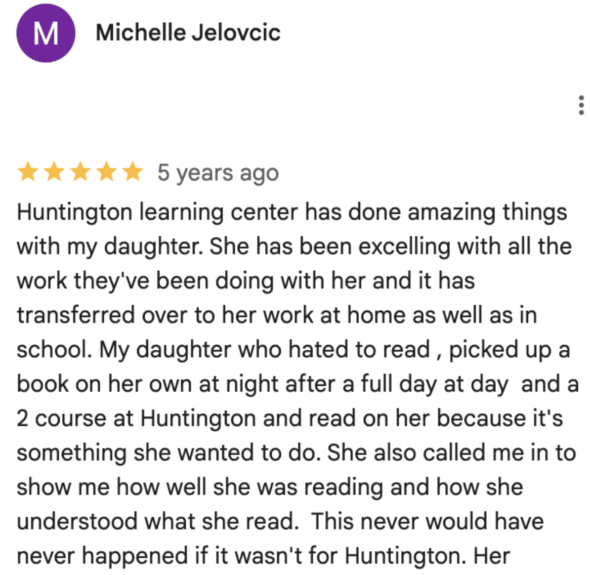 What users love about Huntington Learning Center:
