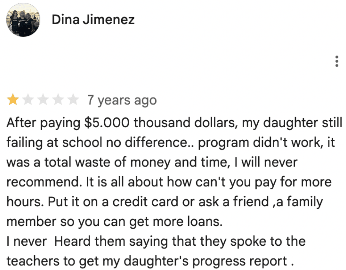 Common complaints about Huntington Learning Center: