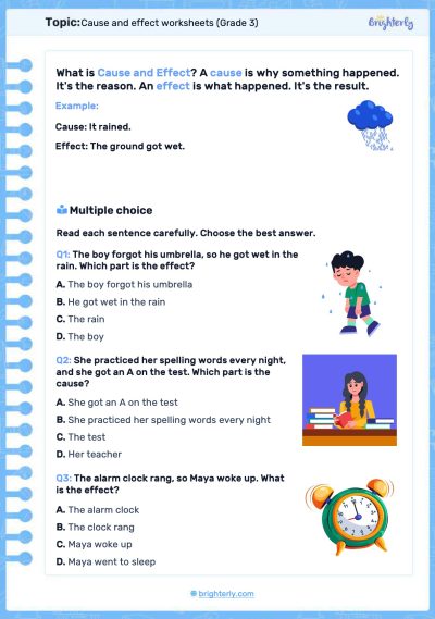 Cause and Effect Worksheets Grade 3 PDF 2