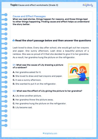 Cause and Effect Worksheets Grade 3 PDF 3