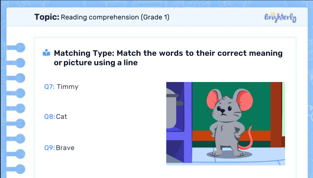 1st grade reading comprehension worksheets: Examples