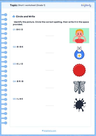 Short i worksheet