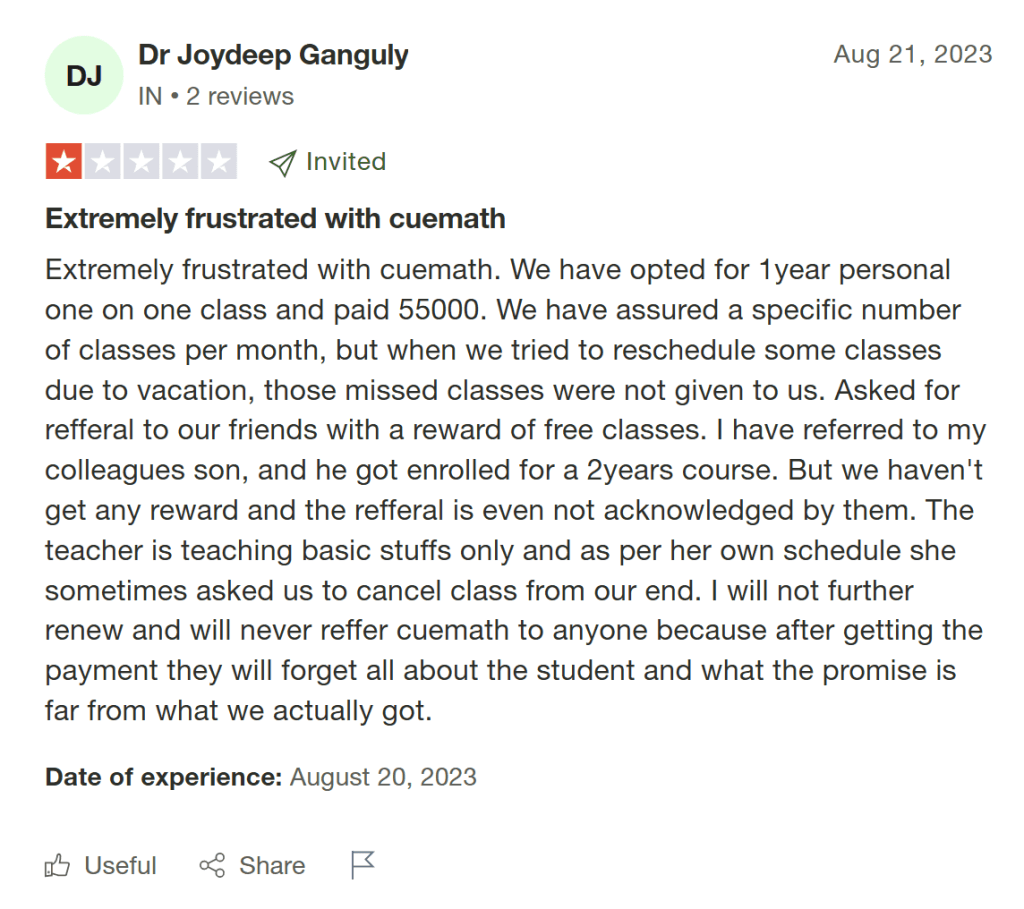 Yet another customer comments on the inflexible schedule