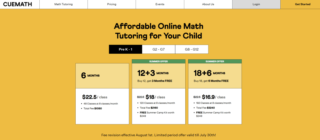 Cuemath pricing