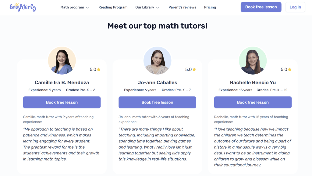 Top-ranked math and reading tutors