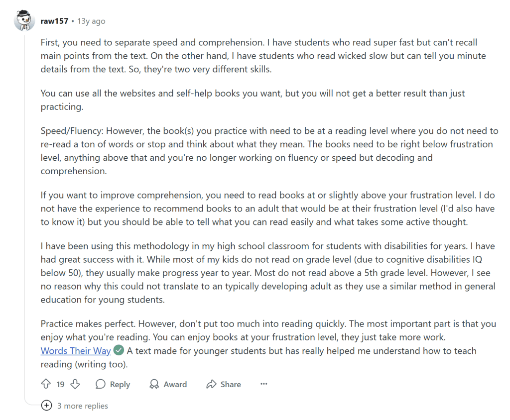 How to increase reading speed for students by practicing reading on a daily basis