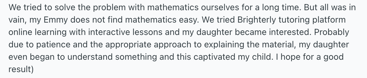 Brighterly reviews from parents