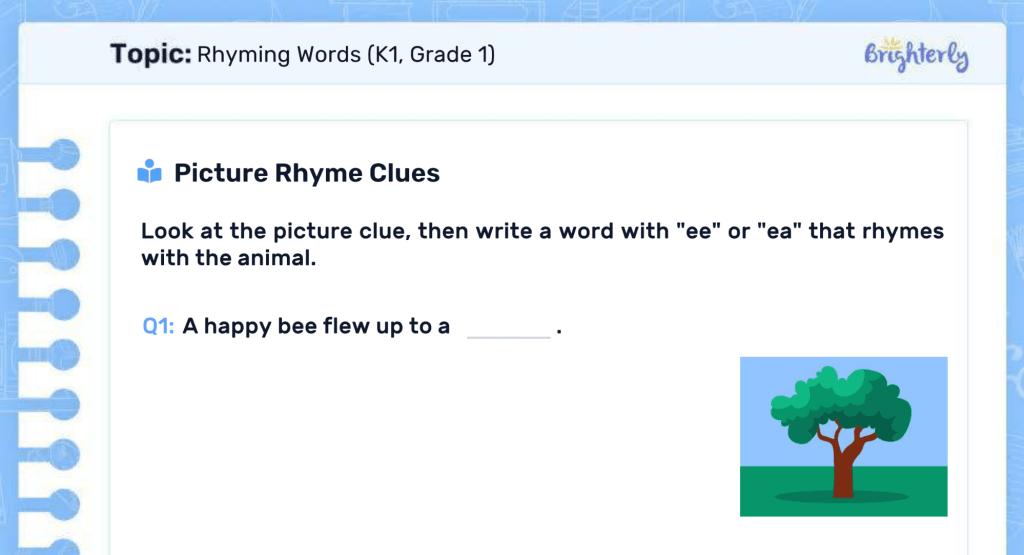 Free printable rhyming worksheets: Examples