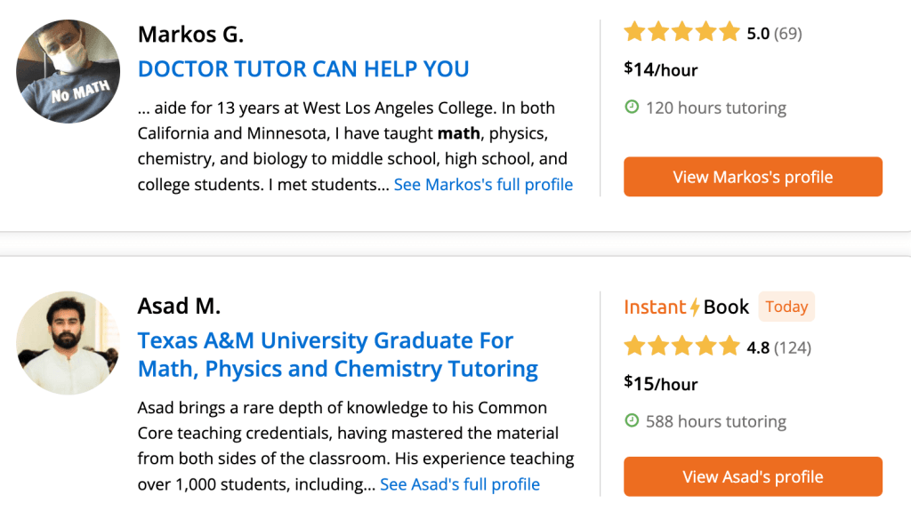 Wyzant cost per week