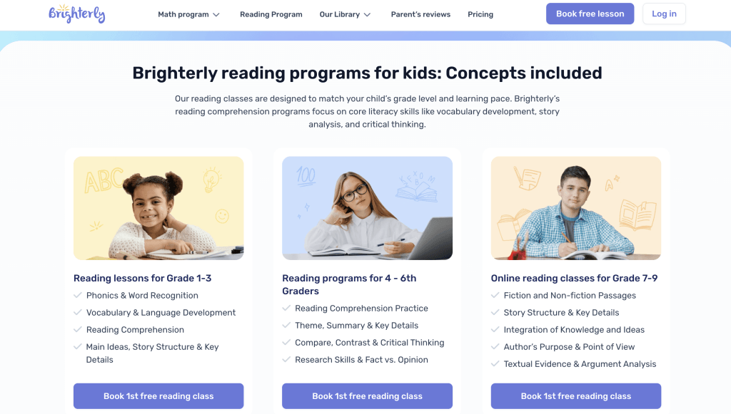 Brighterly reading program for struggling readers