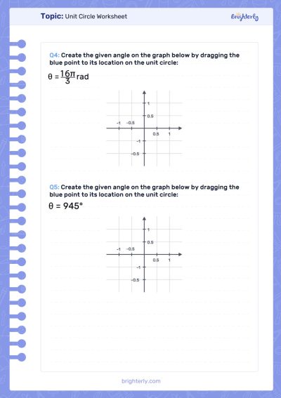 Unit Circle Worksheet PDF 2