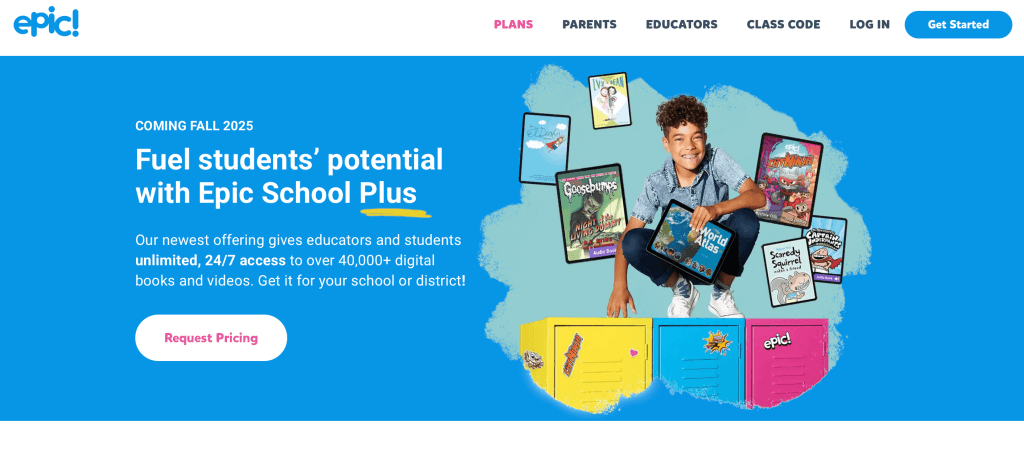 Epic! School Plus reading website for students