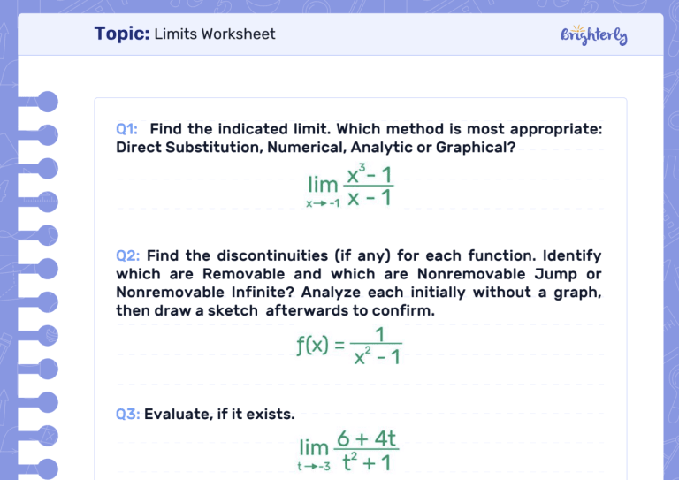 Limits Worksheet [Free Printable]