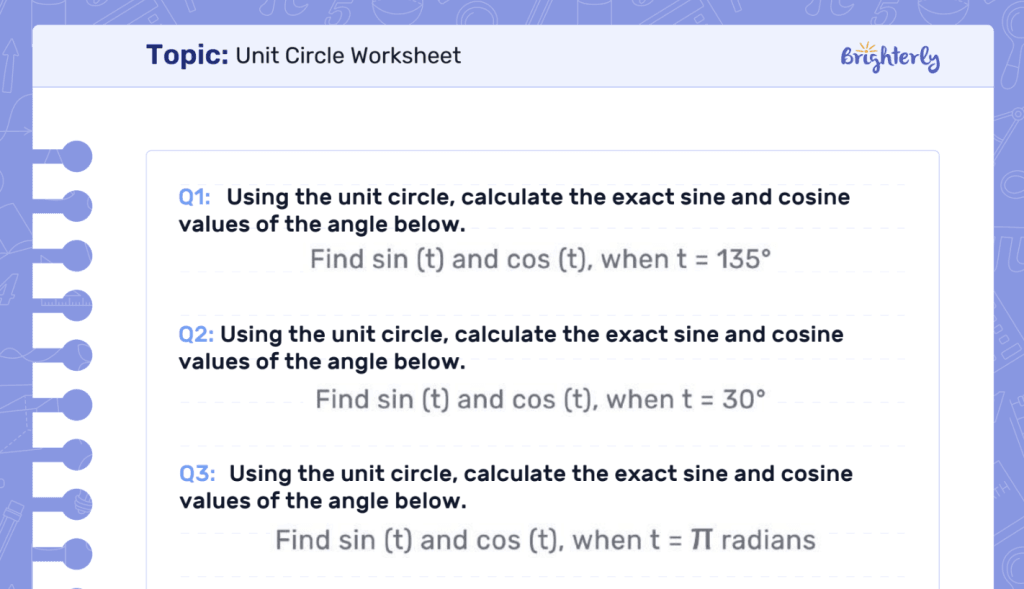Unit circle worksheet PDF: Examples by Brighterly
