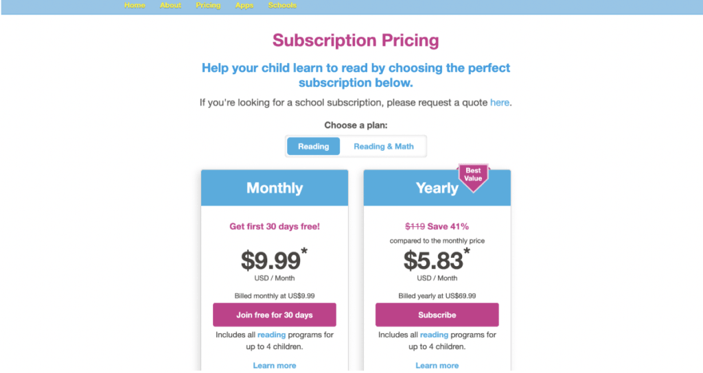 How much is a Reading Eggs subscription