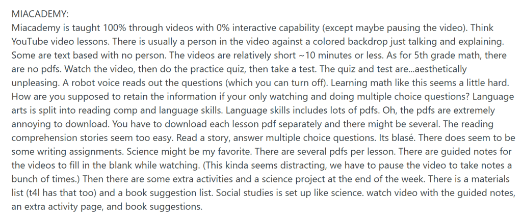 Miacademy reviews: Approach to learning