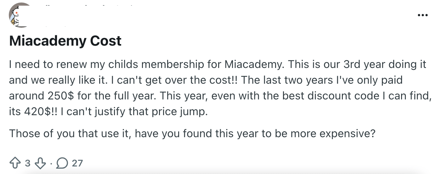 Miacademy Pricing