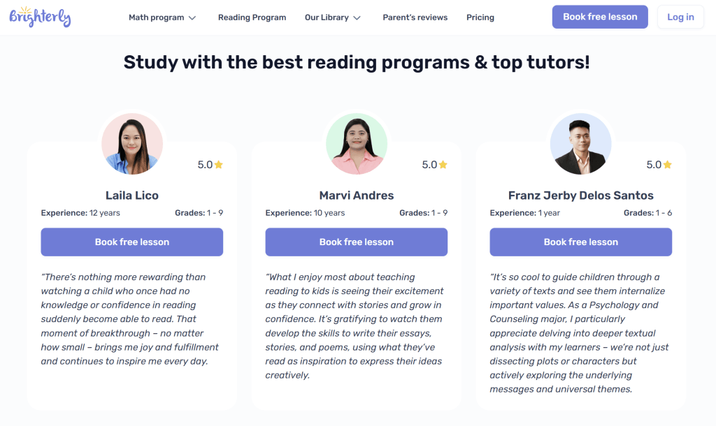 Outstanding math and reading tutors who make learning fun