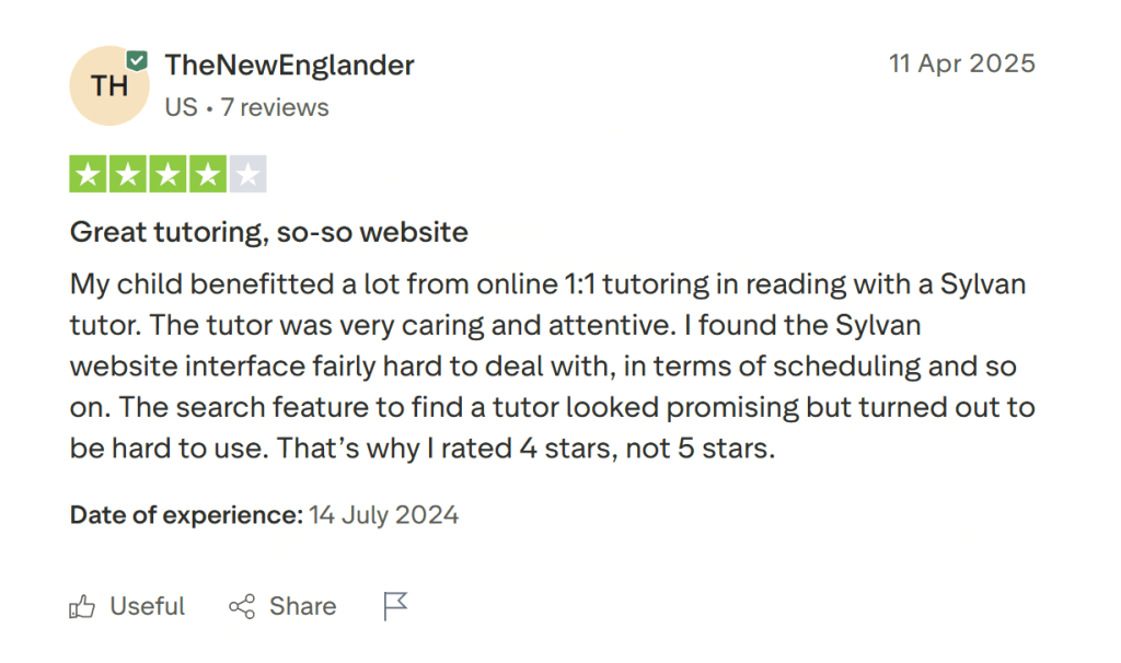 Sylvan Learning Centers reviews: User interface and user experience