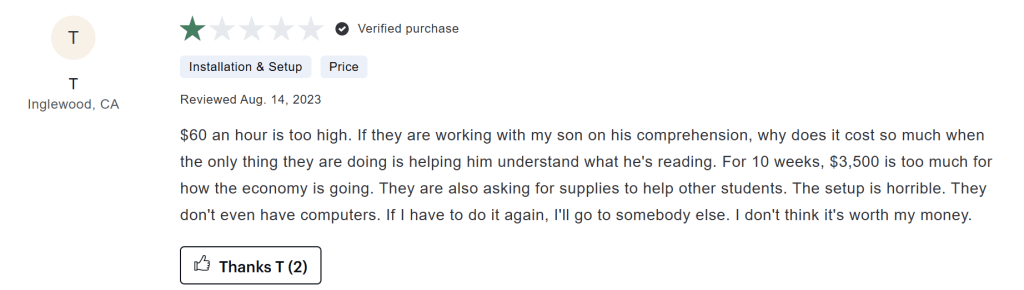 Sylvan Learning Center cost