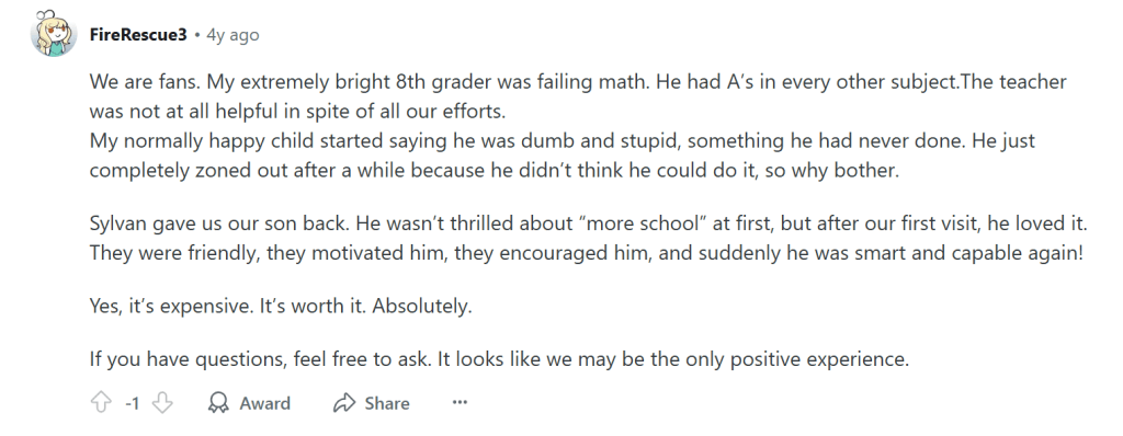 Sylvan tutoring: What users love