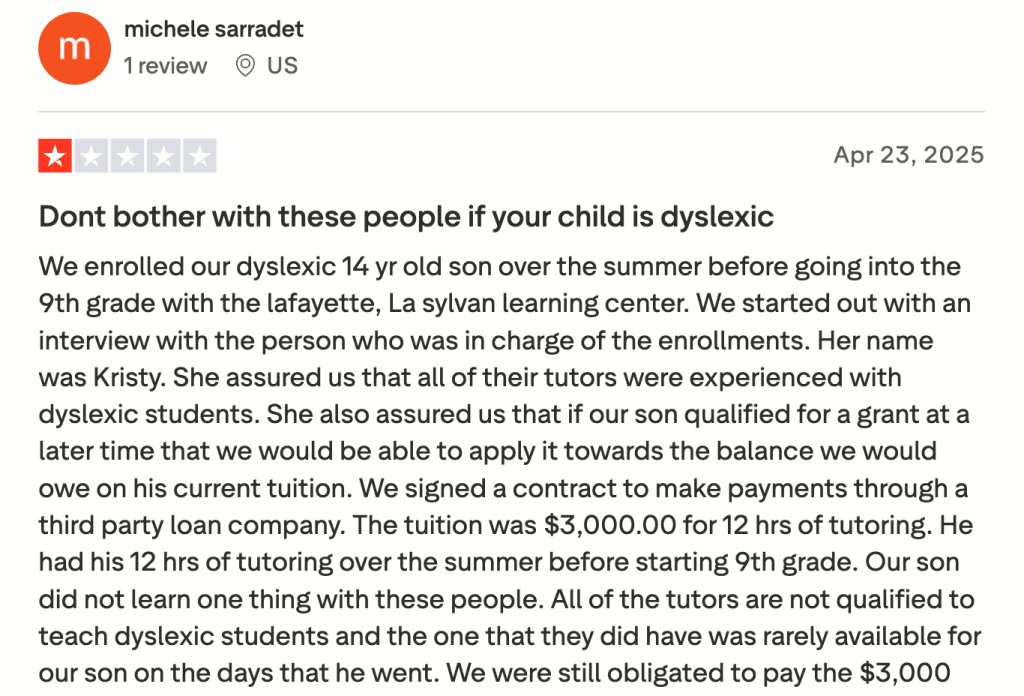 Sylvan learning reviews complaints