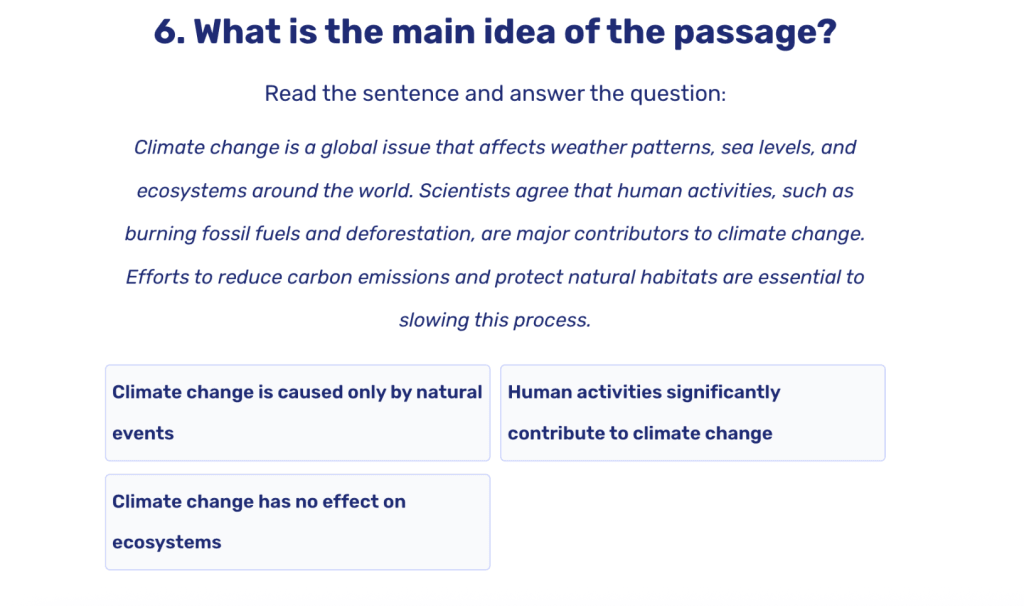 8th grade reading passages and tests