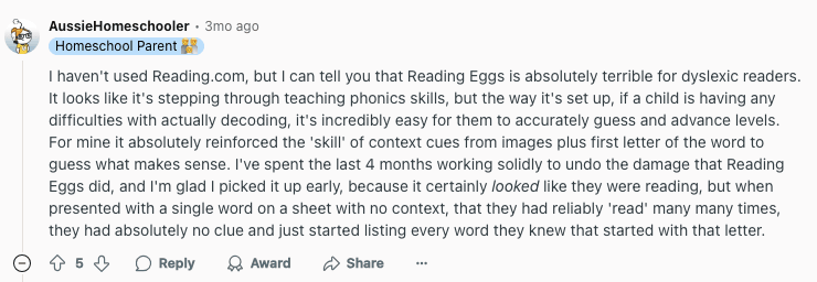 Common Reading Eggs platform complaints