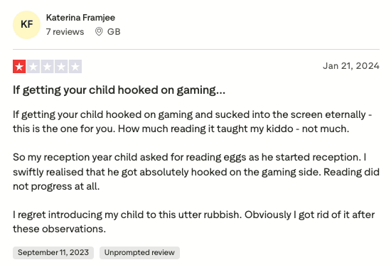Common Reading Eggs platform complaints