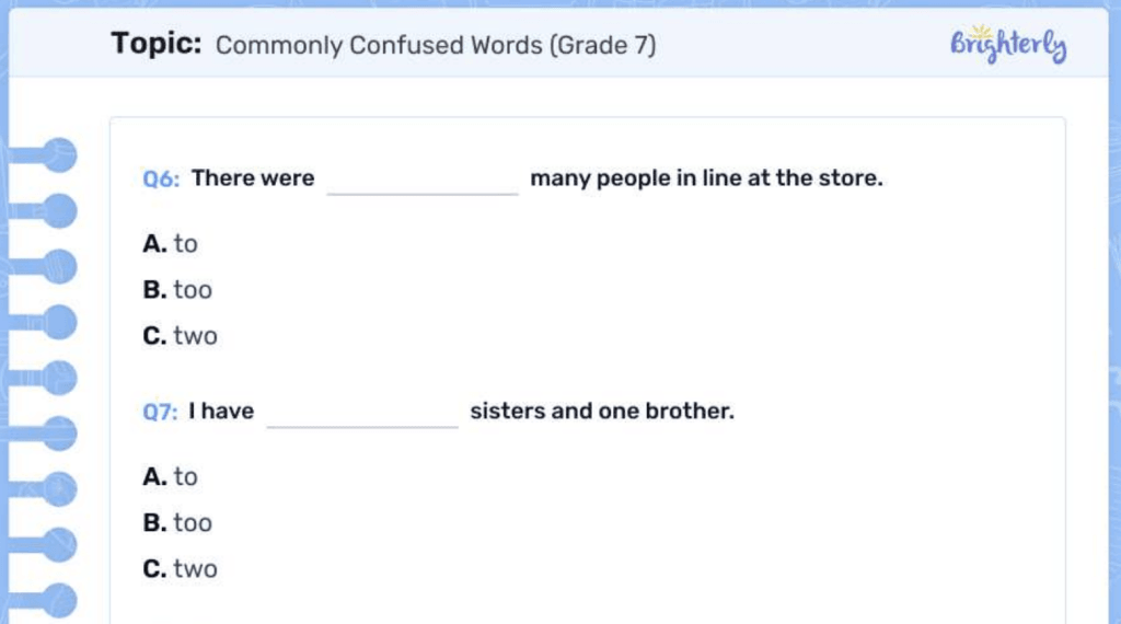 Frequently confused words worksheets: Examples by Brighterly