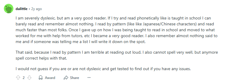 Can you have dyslexia and be good at reading?