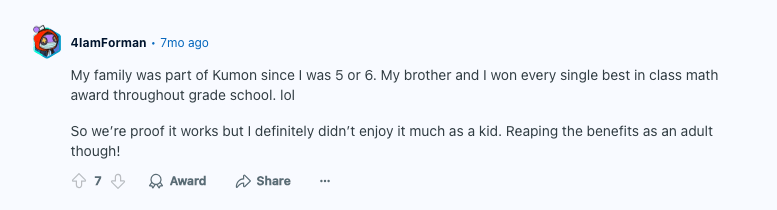 Kumon Reviews from parents and students