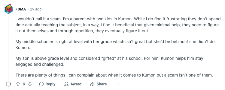 Kumon Reviews from parents and students