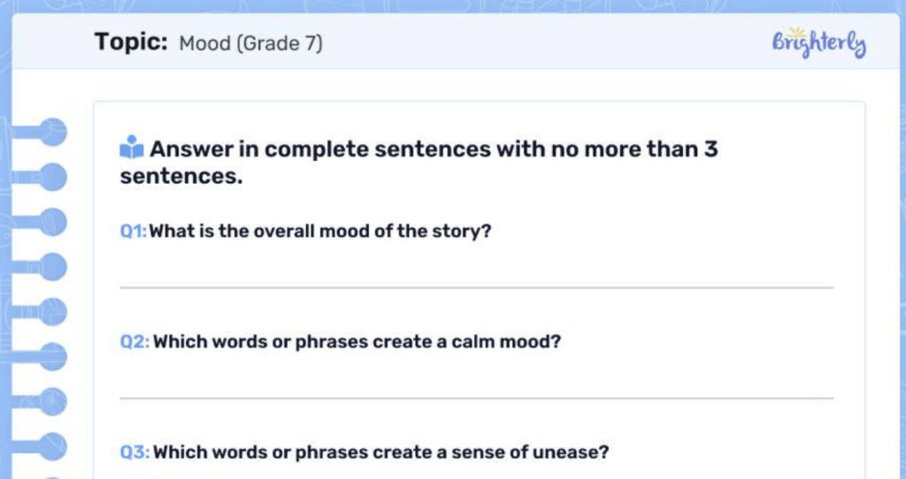 Mood tracker worksheet: Examples