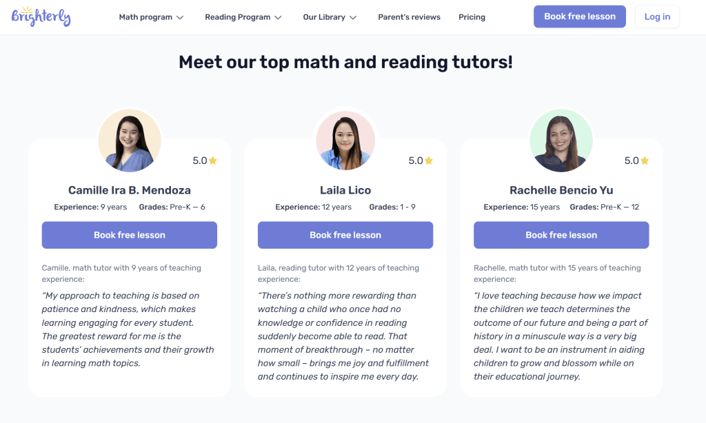 Brighterly features: Main distinguishers