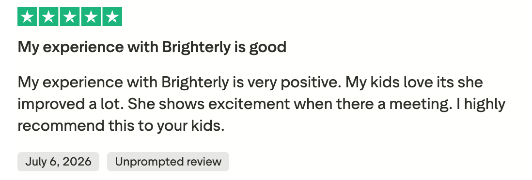 Brighterly Reviews by Parents