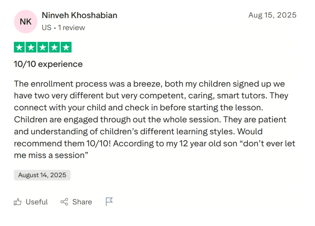 Brighterly reviews by parents
