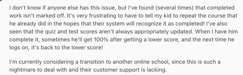 Common Time4Learning reviews complaints: