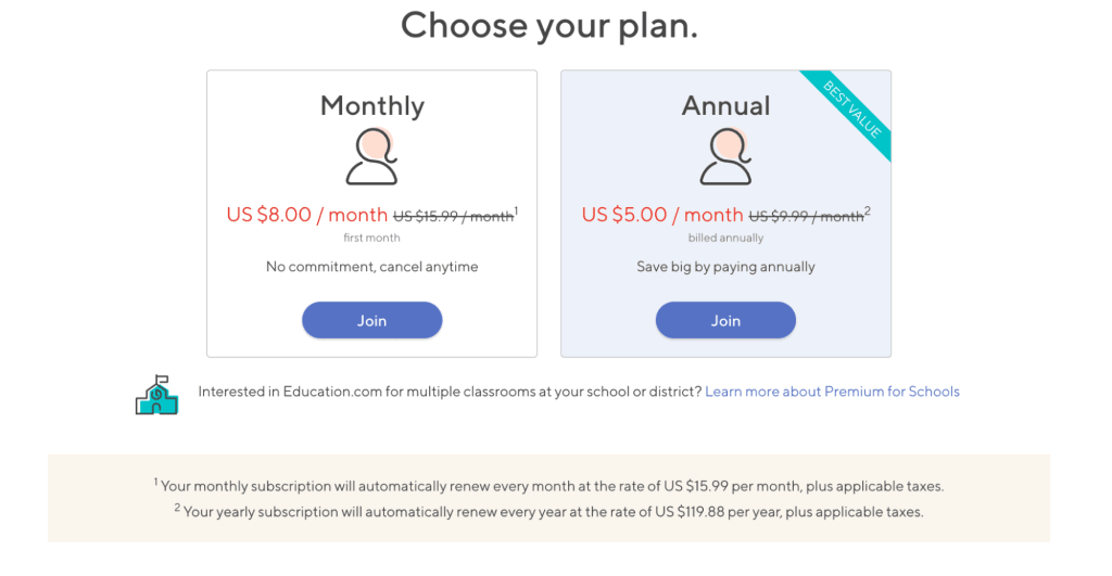 Education.com: Pricing
