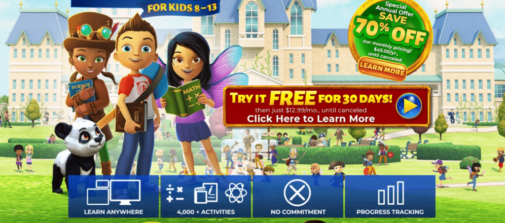 #4 Adventure Academy learning website for kids