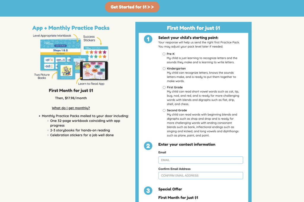 What is the Hooked on Phonics monthly cost?