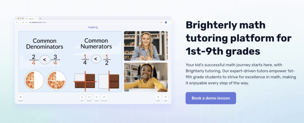 Brighterly math tutoring platform features