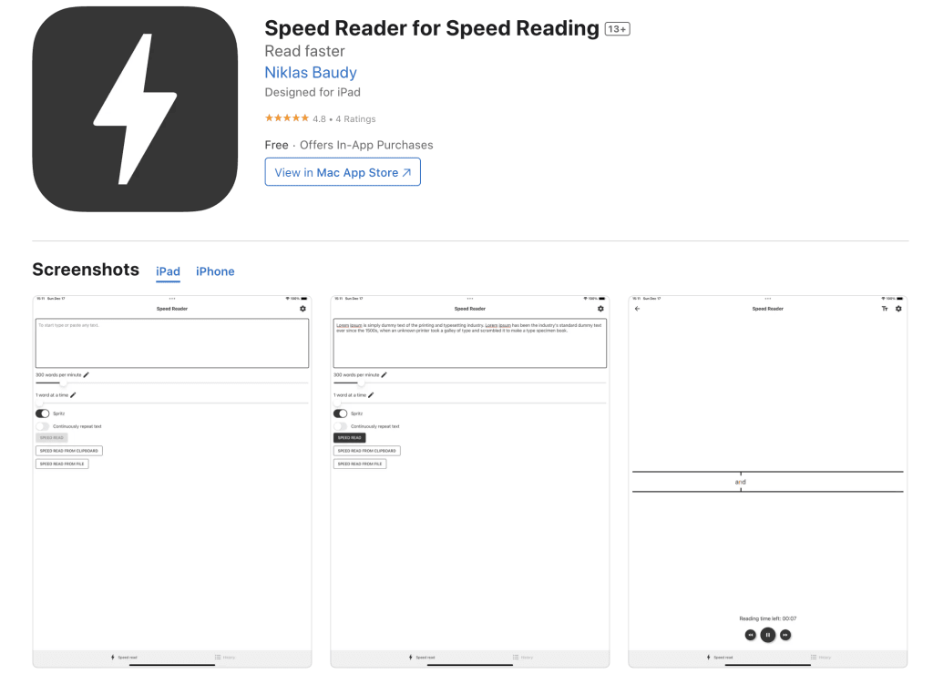 SpeedReader speed reading app free