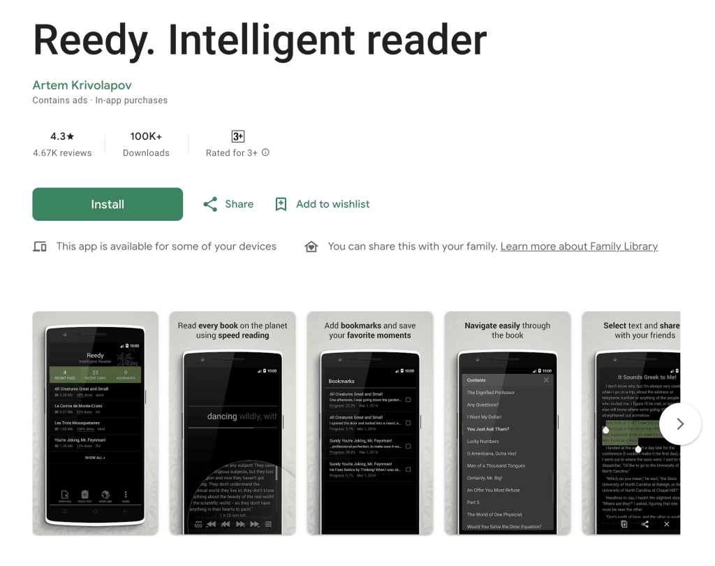 Reedy best speed reading app for Android and Chrome