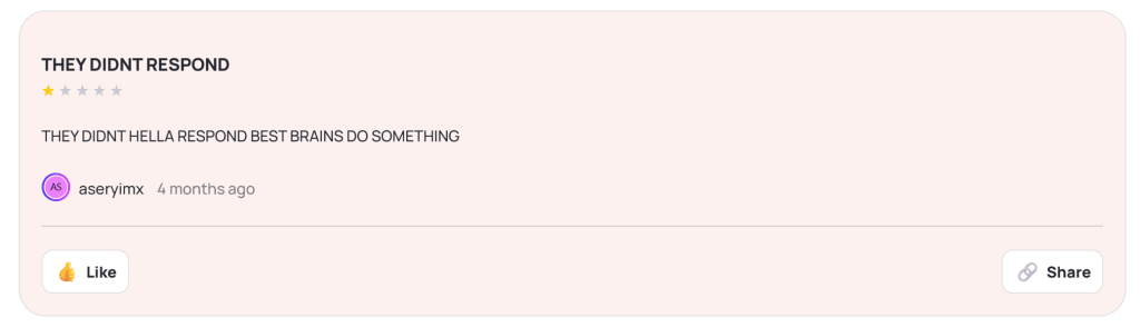 Best Brains reviews: Customer support