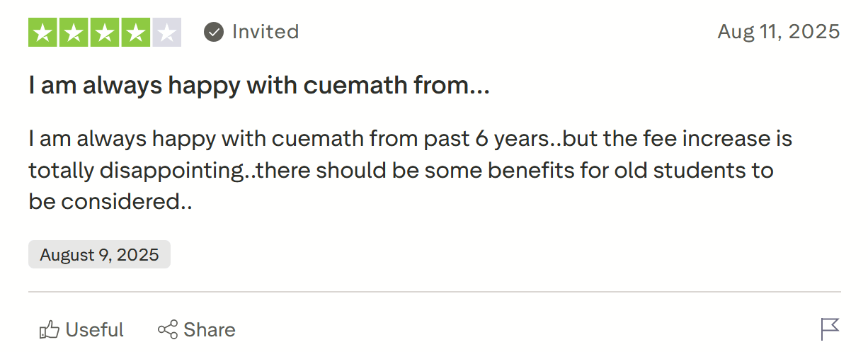 Cuemath positive feedback on value