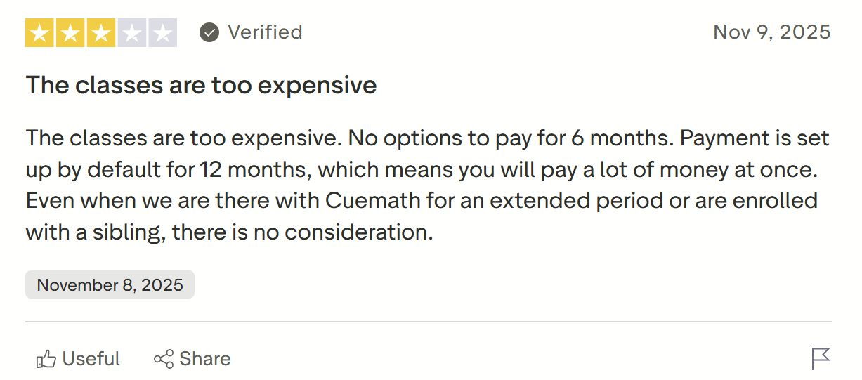 Cuemath positive feedback on value